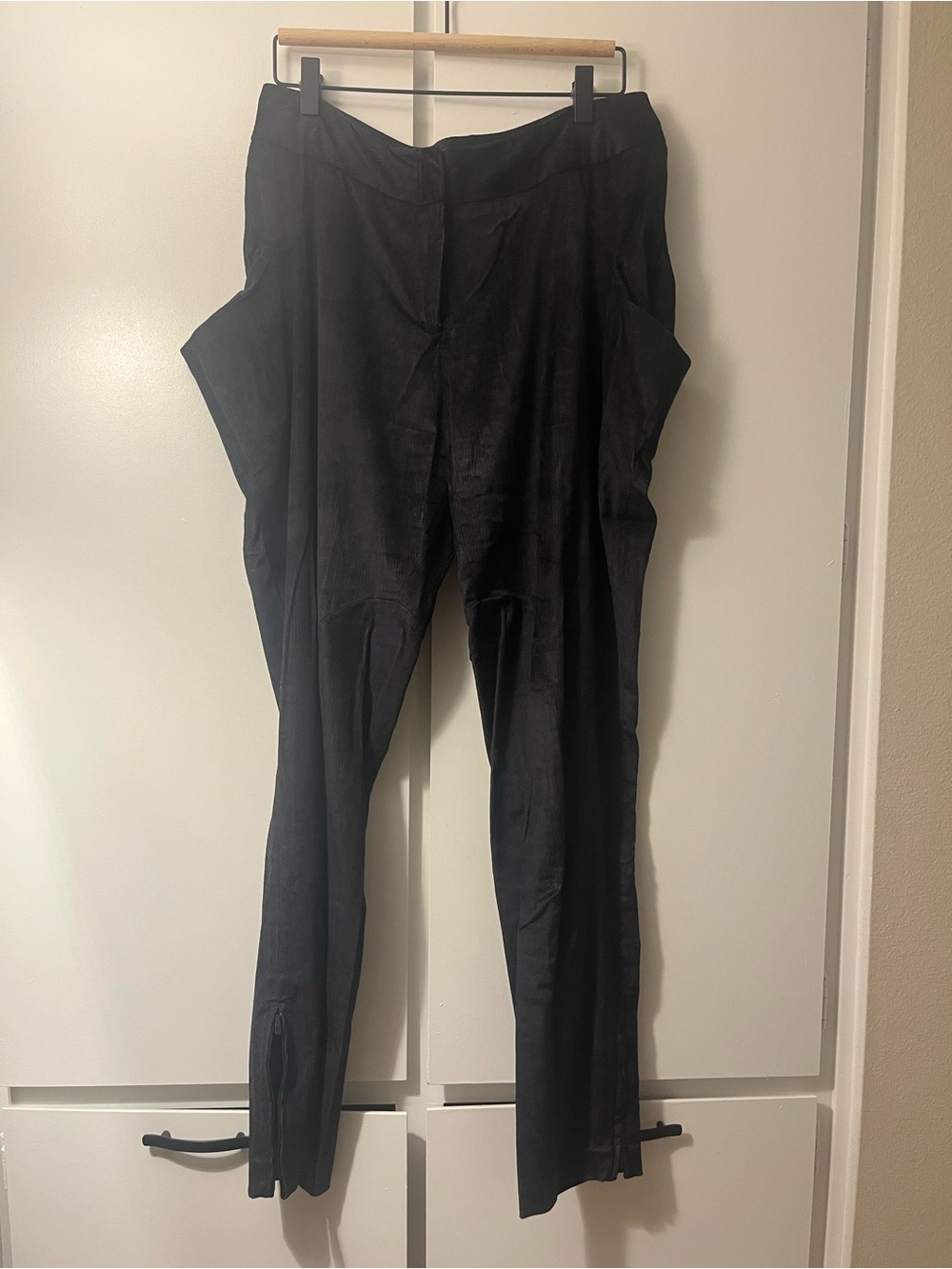 Zero + Maria Cornejo Black Thin-Wale Corduroy Pants